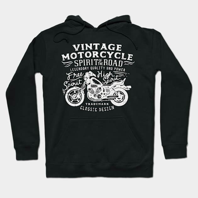 Retro Vintage Spirit of the Road Motorcycle Biker gift Hoodie by Luxara